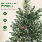 60cm Tall Small Christmas Tree with 35 White LED Lights, 64 Fireproof Branches with Pine Cones, Green