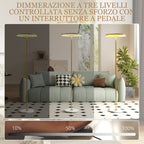 Modern Floor Lamp with Dimmable Light with Foot Switch and 3 Brightness, Gold