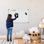 White Rectangular Magnetic Whiteboard with 4 Markers, 1 Eraser and 10 Magnets Included, 90x60x1.8 cm