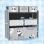 Children's Toy Storage Unit with 6 Removable Fabric Bins, 63x30x66cm, Grey