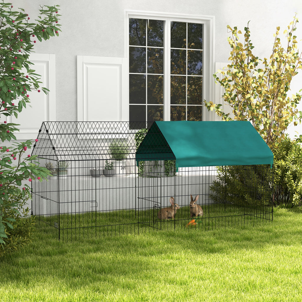 Pawhut cage for outdoor rabbits and interior with a house with roof, 220x85x103cm, green - Borgè