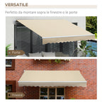 Outdoor Awning with Roller Arms and Crank Opening, 360x250 cm, Cream - Borgè