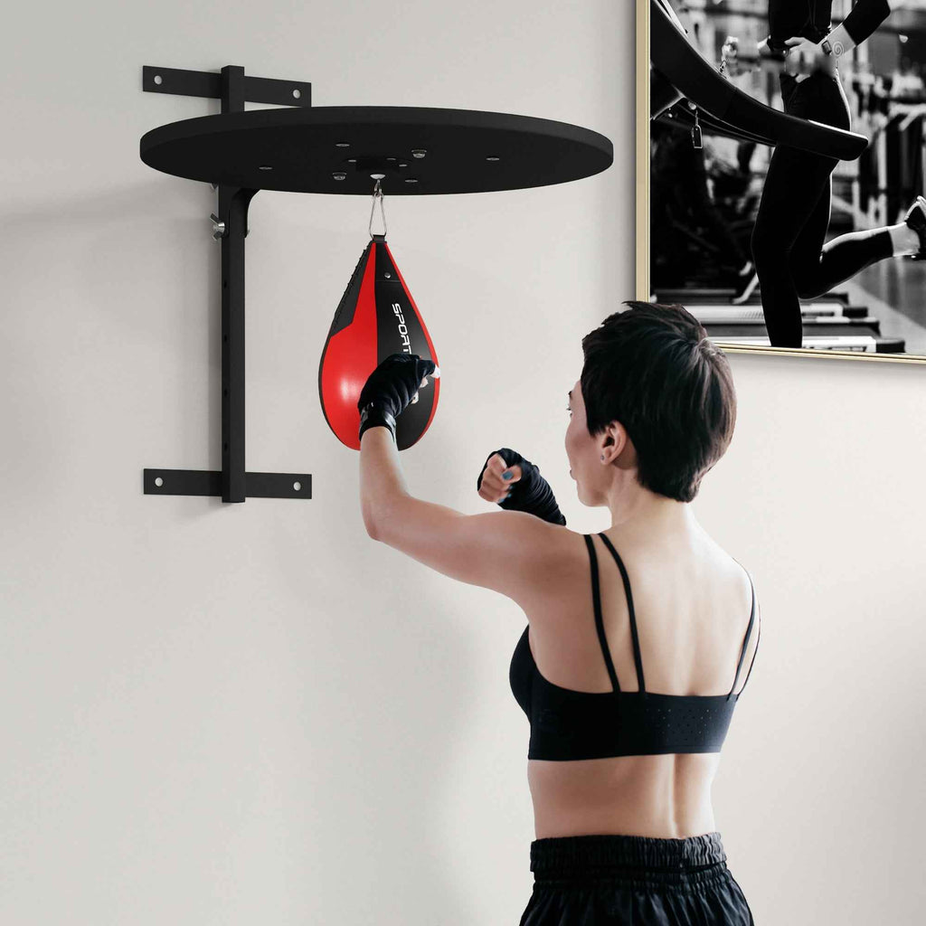 SPORTNOW Wall-Mounted Punching Ball with 360° Rotating Speed Bag and 7 Height Adjustable Heights, Black and Red