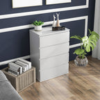 4 Drawer Wooden Chest of Drawers, Modern and Multipurpose Bedroom Dresser, 55x33x80 cm, White