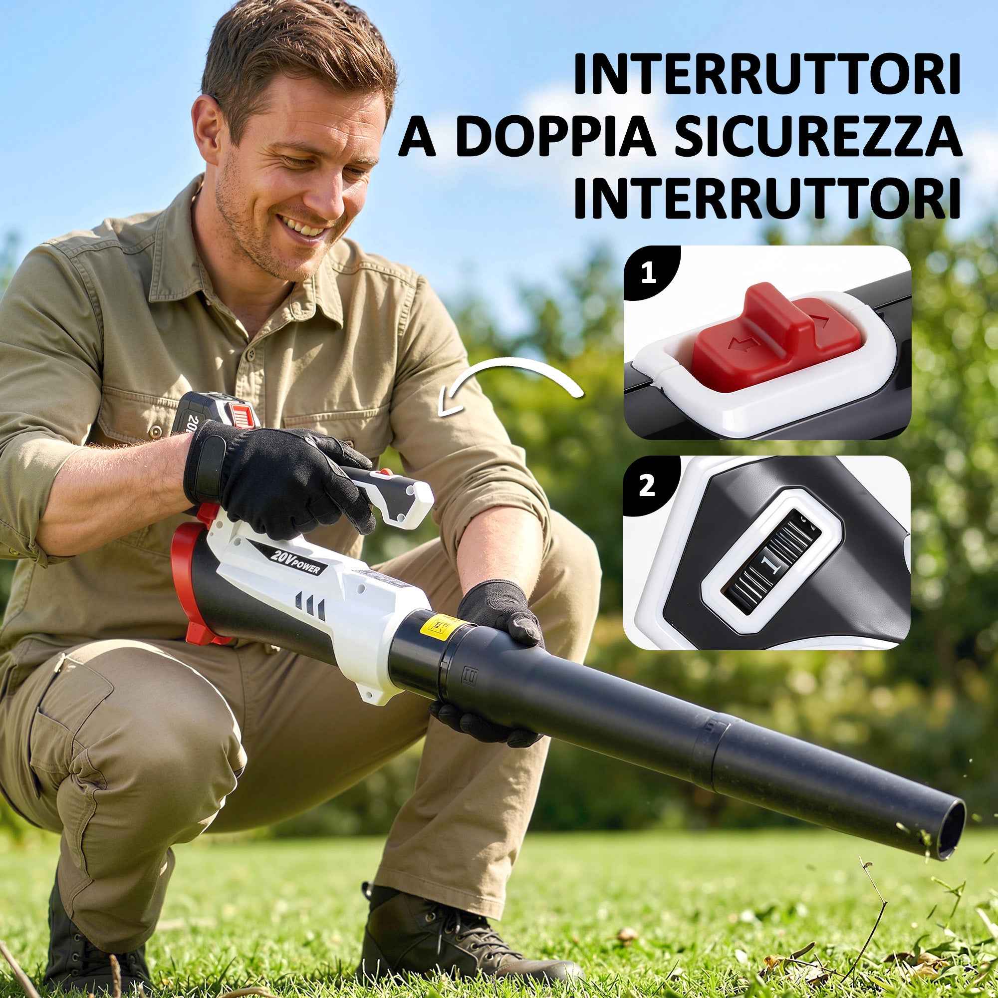 Outsunny Cordless Leaf Blower with 4000mAh Battery and Charger, 18V, Lightweight with 6 Speed Levels