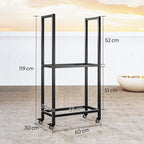 Outsunny Two-Tier Indoor and Outdoor Log Rack with Reinforced Steel Wheels, 60x30x119 cm, Black