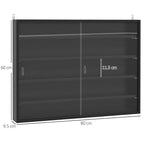 HOMCOM 5-Tier Wall Display Cabinet with Adjustable Shelves, in Glass and Chipboard, 80x9.5x60 cm, Black - Borgè