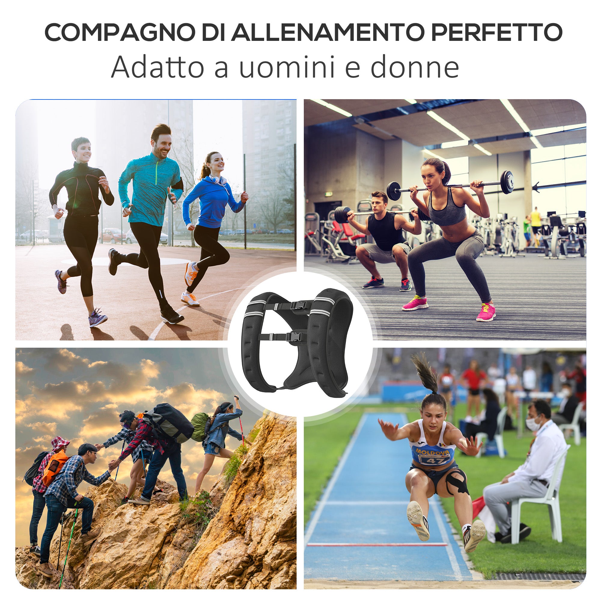 HOMCOM Breathable 5kg Weighted Vest with Storage Pocket and Shoulder Straps, in Oxford fabric, 40x35 cm, Black - Borgè