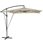 Outsunny 247x247cm Cantilever Umbrella with Cross Base and Crank Handle, in Metal and Polyester, Khaki Color