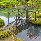 Outsunny Vintage Metal Garden Bridge with Floral Elements, 99x68x53cm, Black