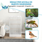 PawHut Bird Cage with Removable Tray and Perches, Parrot Aviary, 61x36.5x98 cm, White