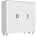 3-Door Wooden Kitchen Sideboard, Adjustable Shelves, Nordic Minimalist Style, 90x30x90cm, White
