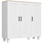 3-Door Wooden Kitchen Sideboard, Adjustable Shelves, Nordic Minimalist Style, 90x30x90cm, White