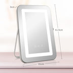 Makeup Mirror with 3-Color Adjustable Lights, USB Socket and 10x Magnifying Mirror, 31x41.5x3cm, White