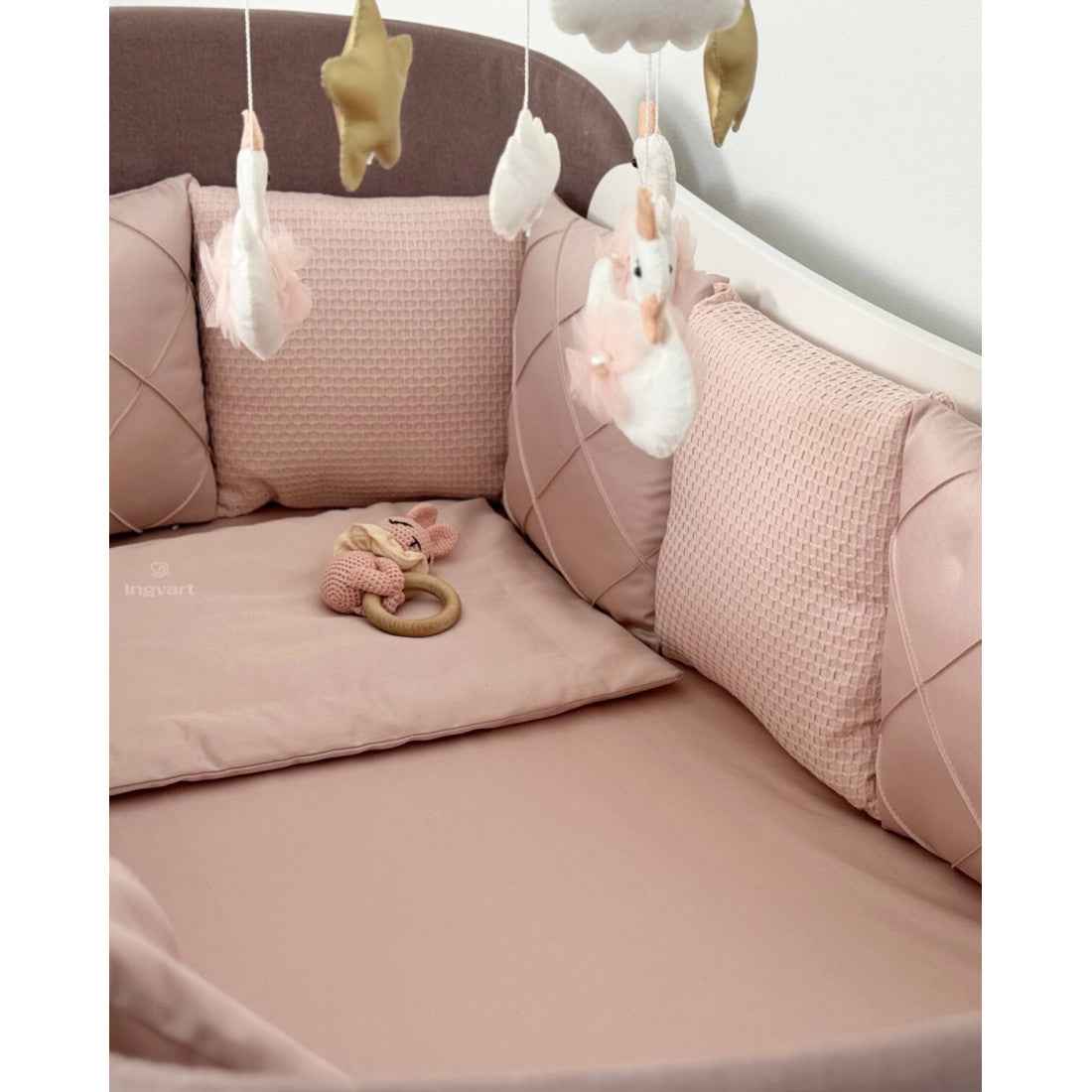 Satin bed linen set "Platinum" for Smart bed crib Dusty Rose
