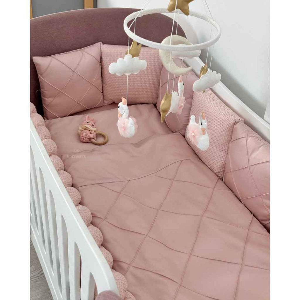 Satin bed linen set "Platinum" for Smart bed crib Dusty Rose