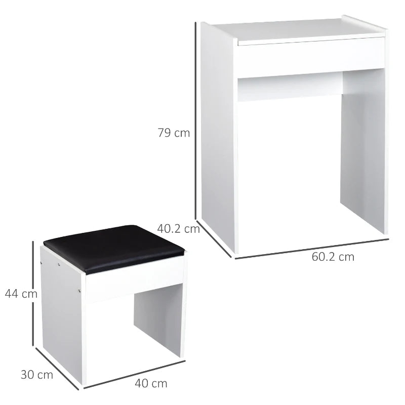 Vanity Make-up Table with Stool and White Mirror - Borgè