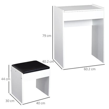 Vanity Make-up Table with  Stool and White Mirror