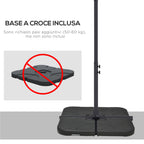 Decentralized Garden Umbrella with Cross Base and Crank Opening, 294x193cm, Gray - Borgè