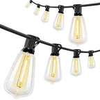 HOMCOM Outdoor String Lights with 50 LED Lights IP44, in PET and Plastic, 1800x3.8x9 cm, Black and Transparent