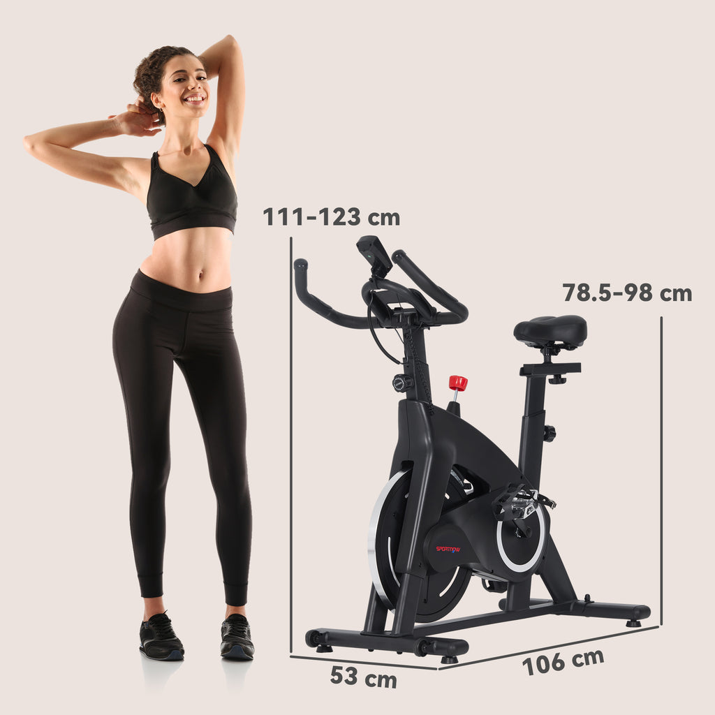 Magnetic Exercise Bike with 10kg Flywheel, Adjustable Seat and Handlebars, LCD Monitor, Tablet Holder, Black
