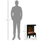 1000W / 2000W Electric Fireplace with Realistic LED Flame and Temperature Control, 40.5x20x62 cm, Black