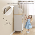 Wooden Microwave Cabinet with Shelf, Open Shelf, Drawer and Cabinet, 60x40x131 cm, White