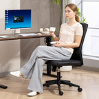 Ergonomic Office Chair with Curved Backrest, Adjustable PU Leather and Steel, 58x53x97-107 cm, Black