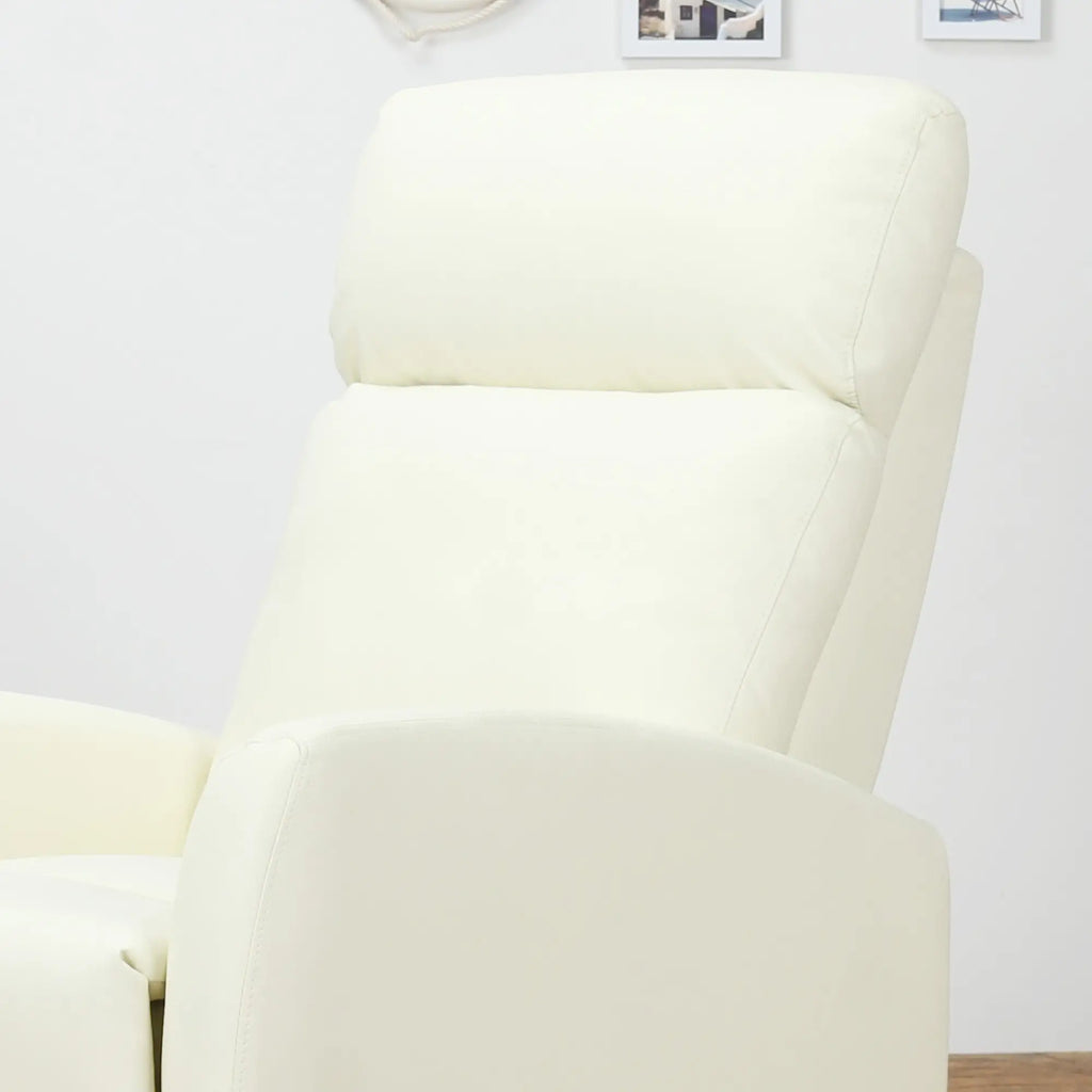 165° Reclining Relax Chair with Adjustable Footrest Ergonomic PU Leather, 65 × 92 × 100cm Cream