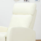 165° Reclining Relax Chair with Adjustable Footrest Ergonomic PU Leather, 65 × 92 × 100cm Cream