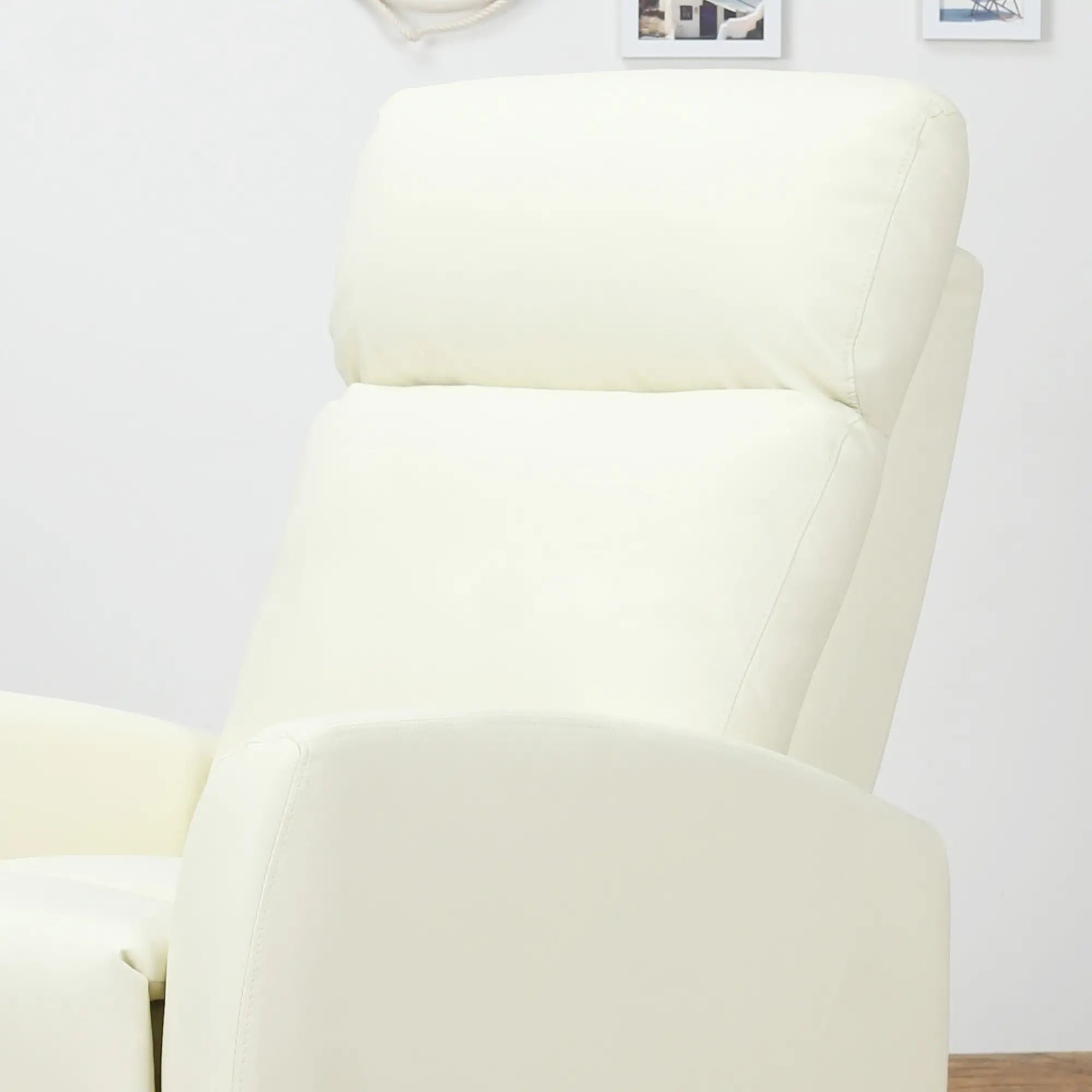 165° Reclining Relax Chair with Adjustable Footrest Ergonomic PU Leather, 65 × 92 × 100cm Cream