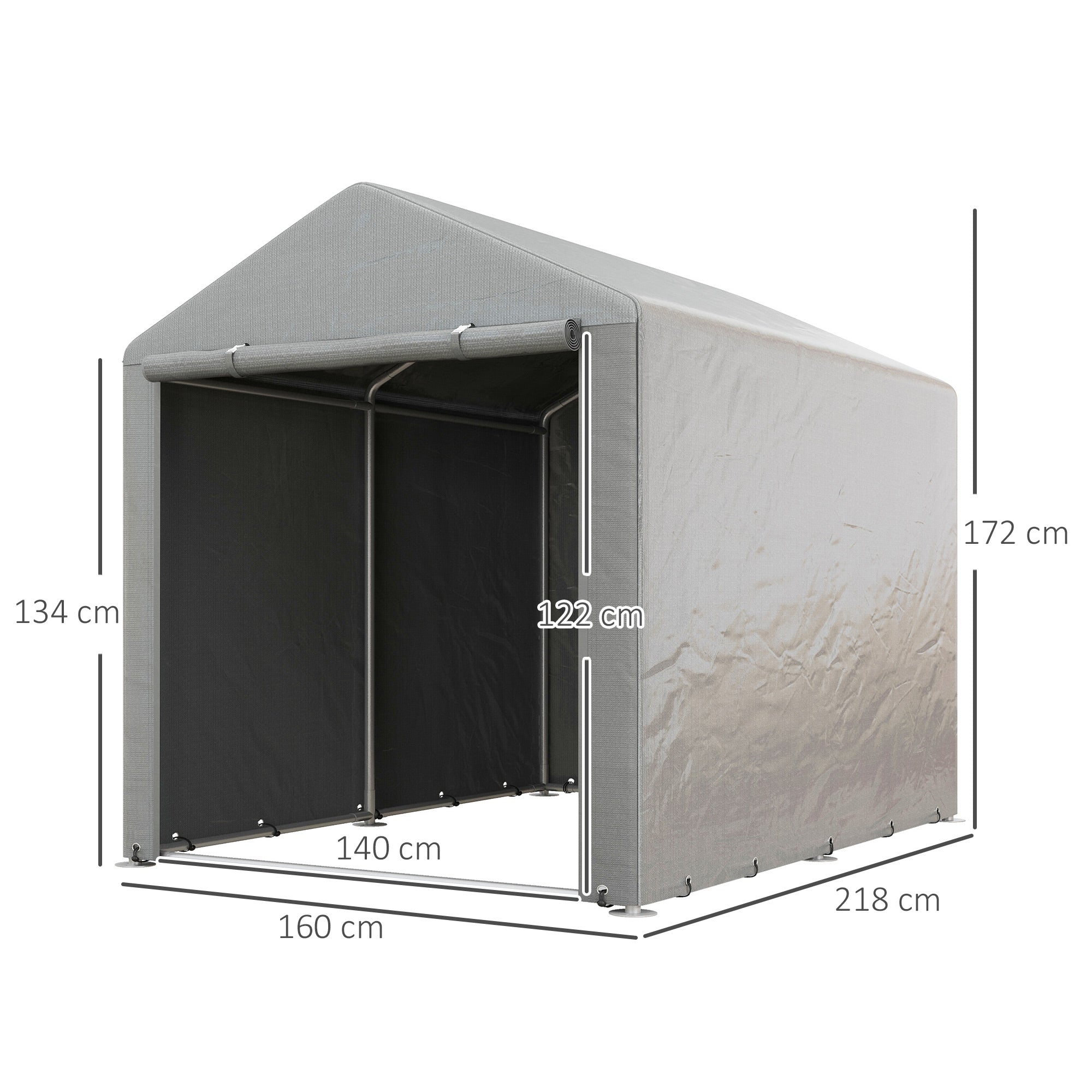 Tool Shed and Garage Tent for Bikes and Motorcycles with Anti-UV Cover, 1.6x2m, Light Gray