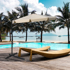 Ø2.7x2.7m Garden Umbrella with Adjustable Canopy, Light Brown