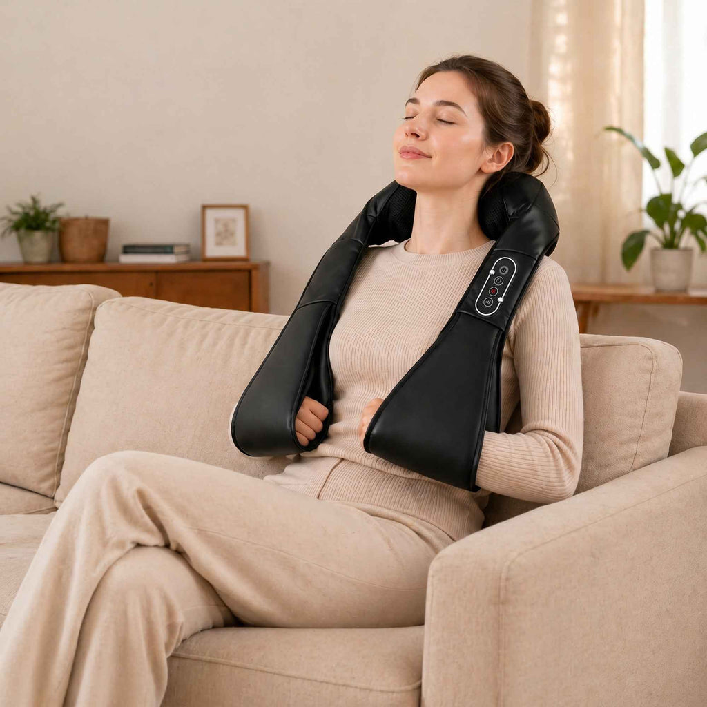 HOMCOM Heated Neck Massager for Back, Neck and Shoulders, Automatic Direction Change, Black
