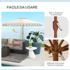 Garden Umbrella with Crank and Tilting, Air Vents and 8 Ribs, 2.7x2.4 m, Cream