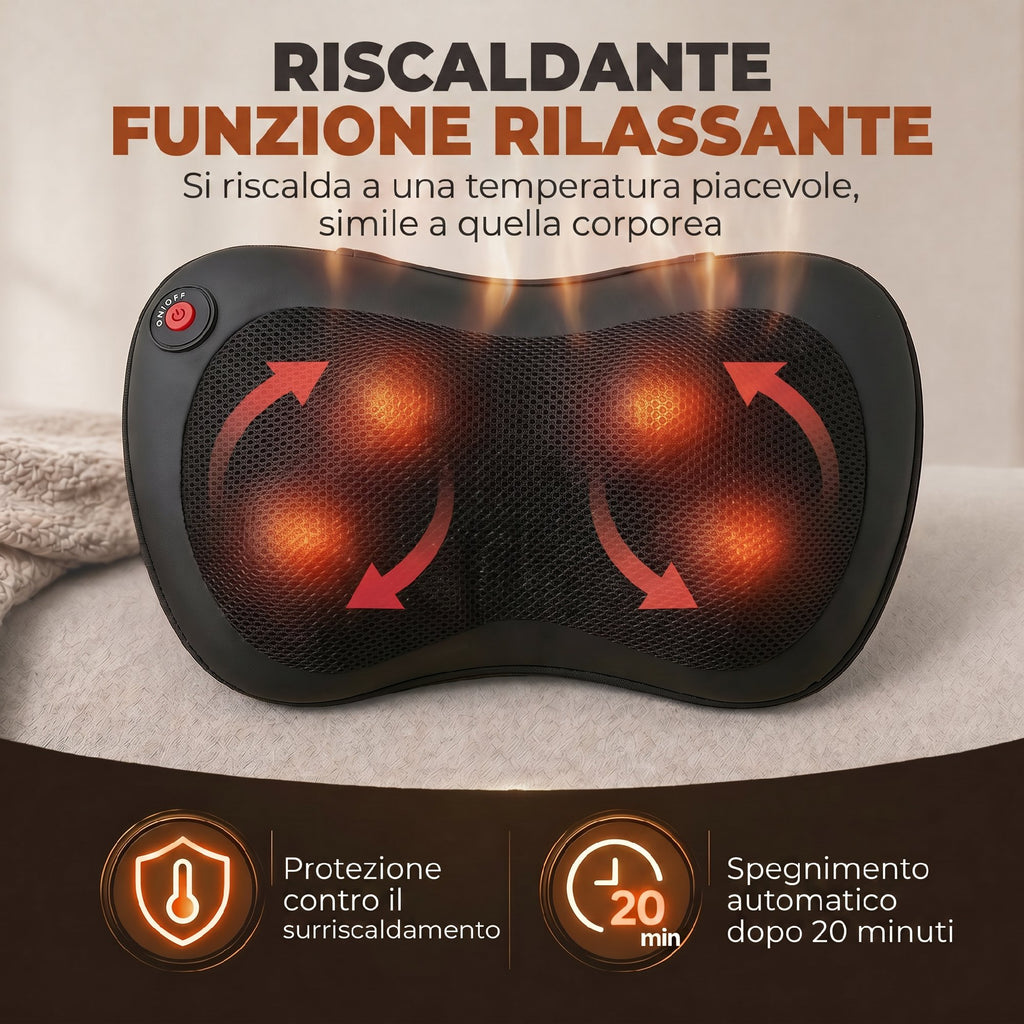 HOMCOM Back and Neck Massage Cushion with Heating and 4 Shiatsu Nodes, for Home, Office, Car, Black