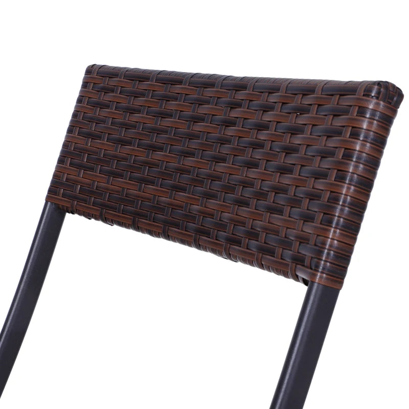 3-Piece Folding Garden Set, PE Rattan and Metal, 2 Chairs and Coffee Table, UV Protection, Balcony Furniture Set, for Patio and Backyard, Brown - Borge' Group Limited