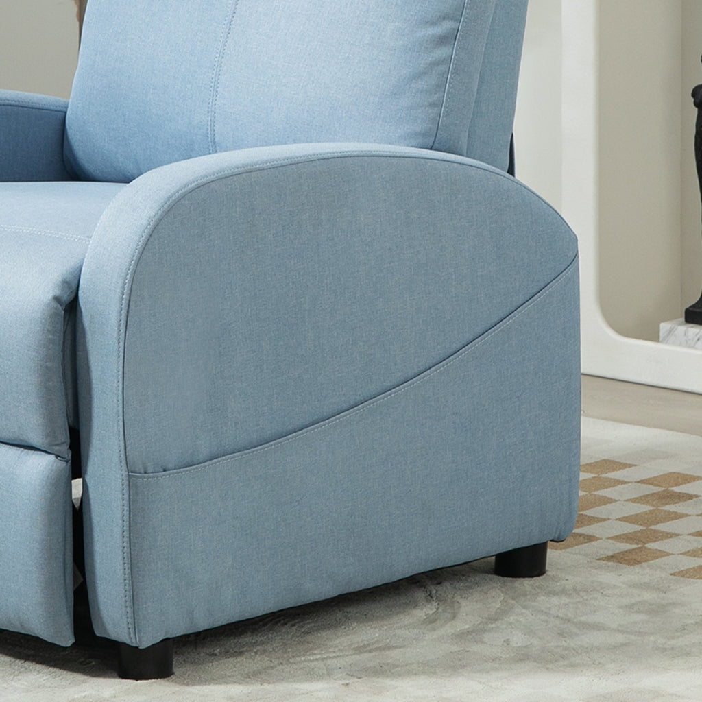 Reclining Relax Chair with Footrest in Linen Effect Fabric, 69x85x100 cm, Blue