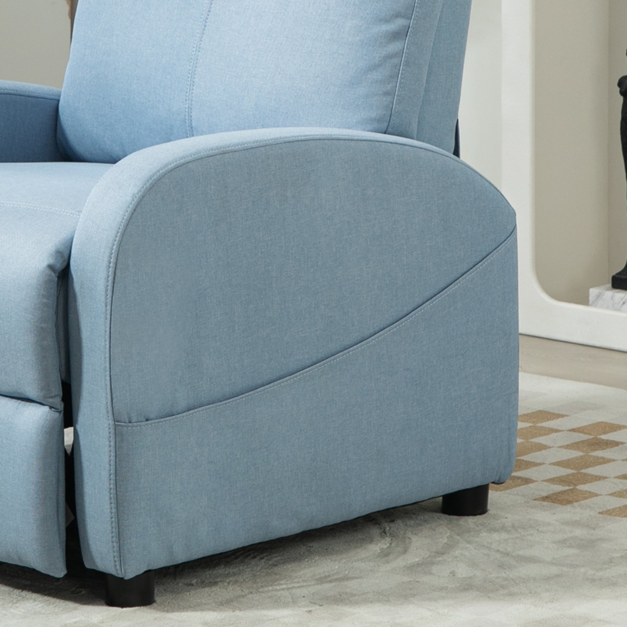 Reclining Relax Chair with Footrest in Linen Effect Fabric, 69x85x100 cm, Blue