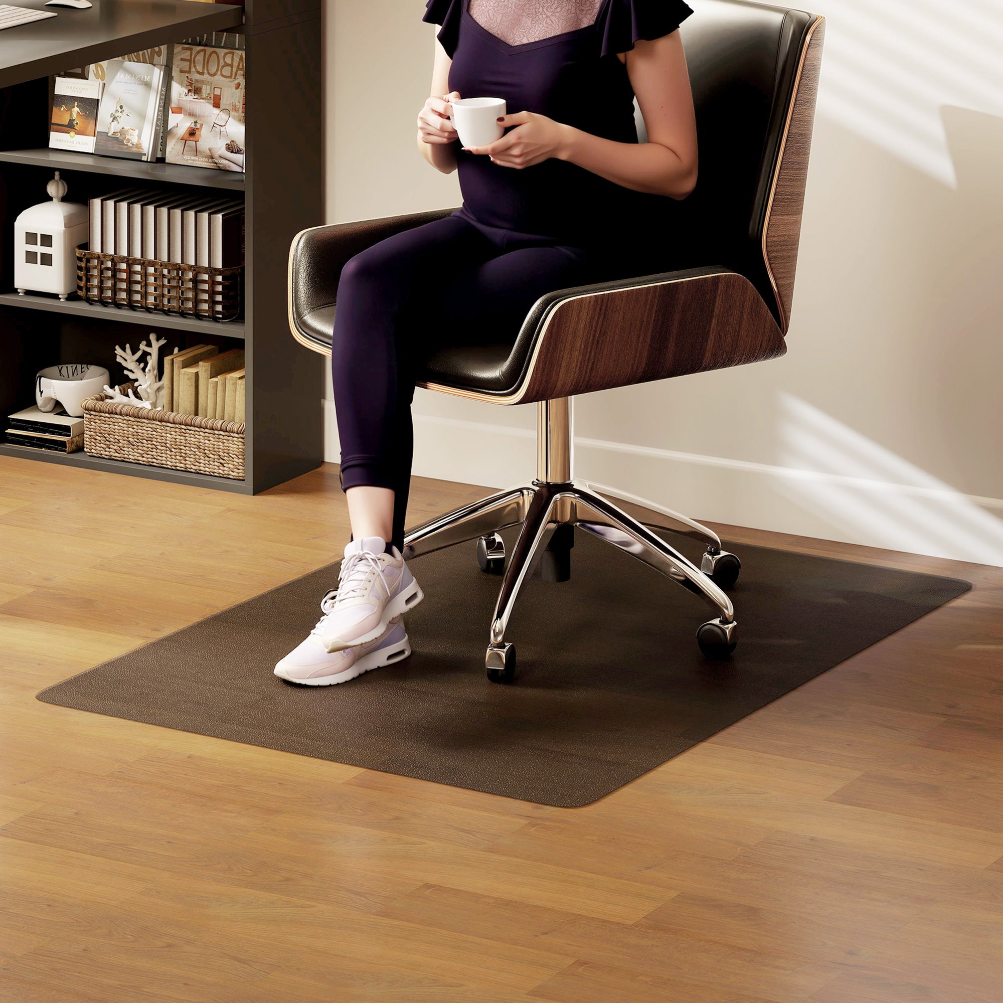 120x90cm Transparent Black Plastic Floor Protector for Office Chairs