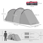 Outsunny camping curtain 2 seats with vestibule and doors with zipper, 426x206x154cm gray - Borgè