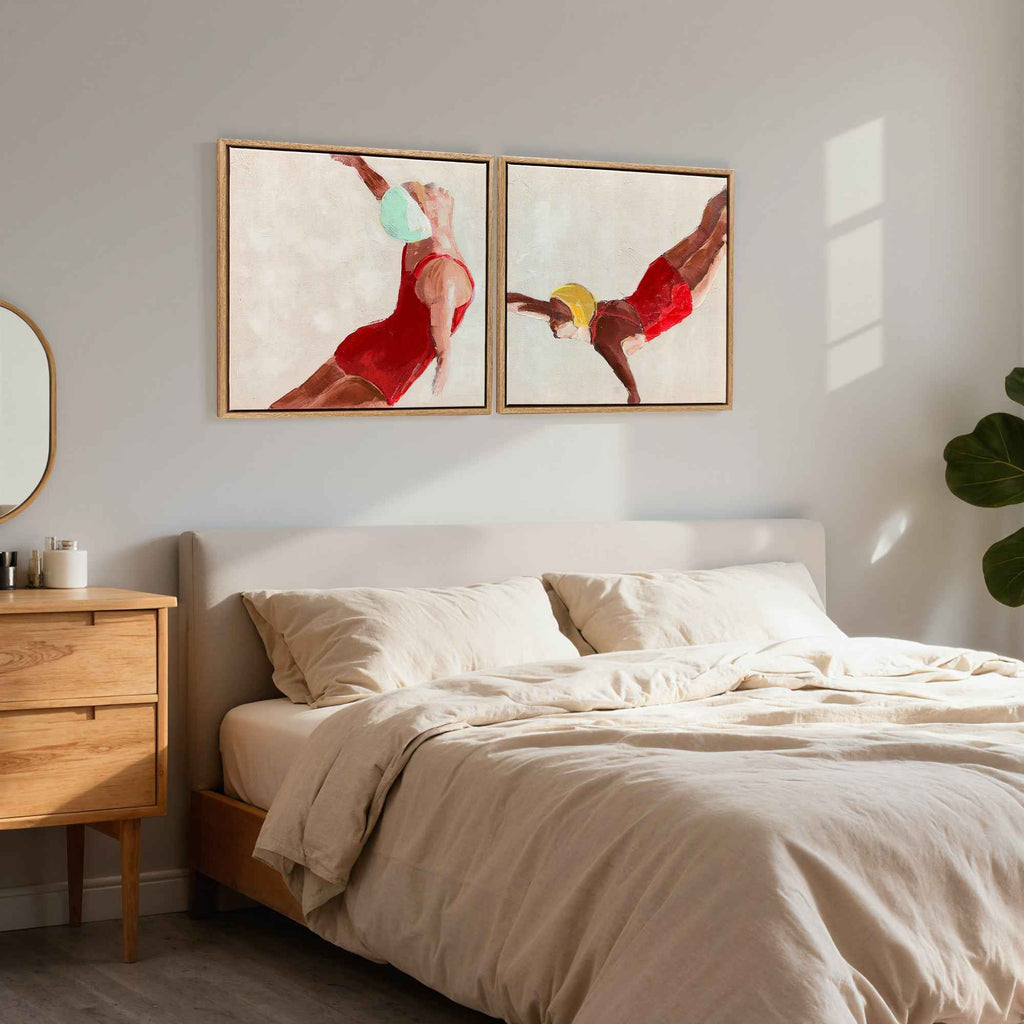 HOMCOM Set of 2 Modern Canvas Prints, Wall Art with Hooks Included, 40x40 cm