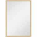 HOMCOM Rectangular Wall Mirror with Hooks, Glass and MDF Wall Mirror, 50x70 cm, Wood Color