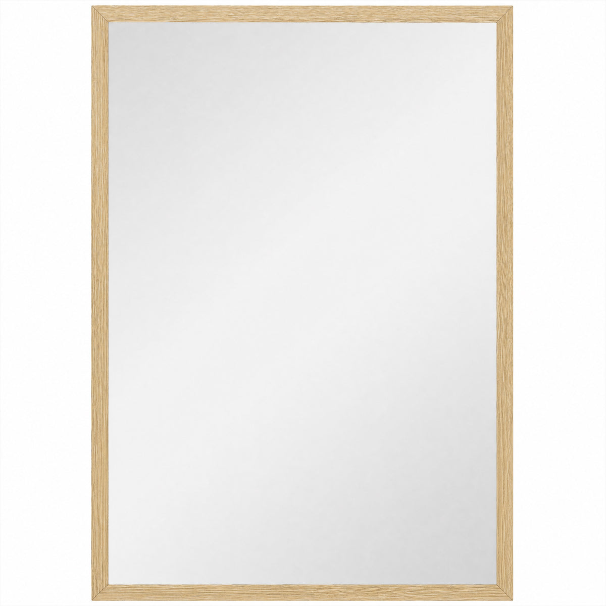 HOMCOM Rectangular Wall Mirror with Hooks, Glass and MDF Wall Mirror, 50x70 cm, Wood Color