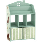 AIYAPLAY Children's Toy Storage Shelf in FSC Wood, 2 Removable Fabric Bins and Shelves, for Children's Bedroom, Green