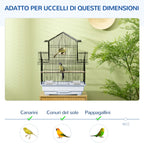 Metal and Plastic Bird Cage with Carrying Handle and Removable Tray, 50.5x41x63 cm, White