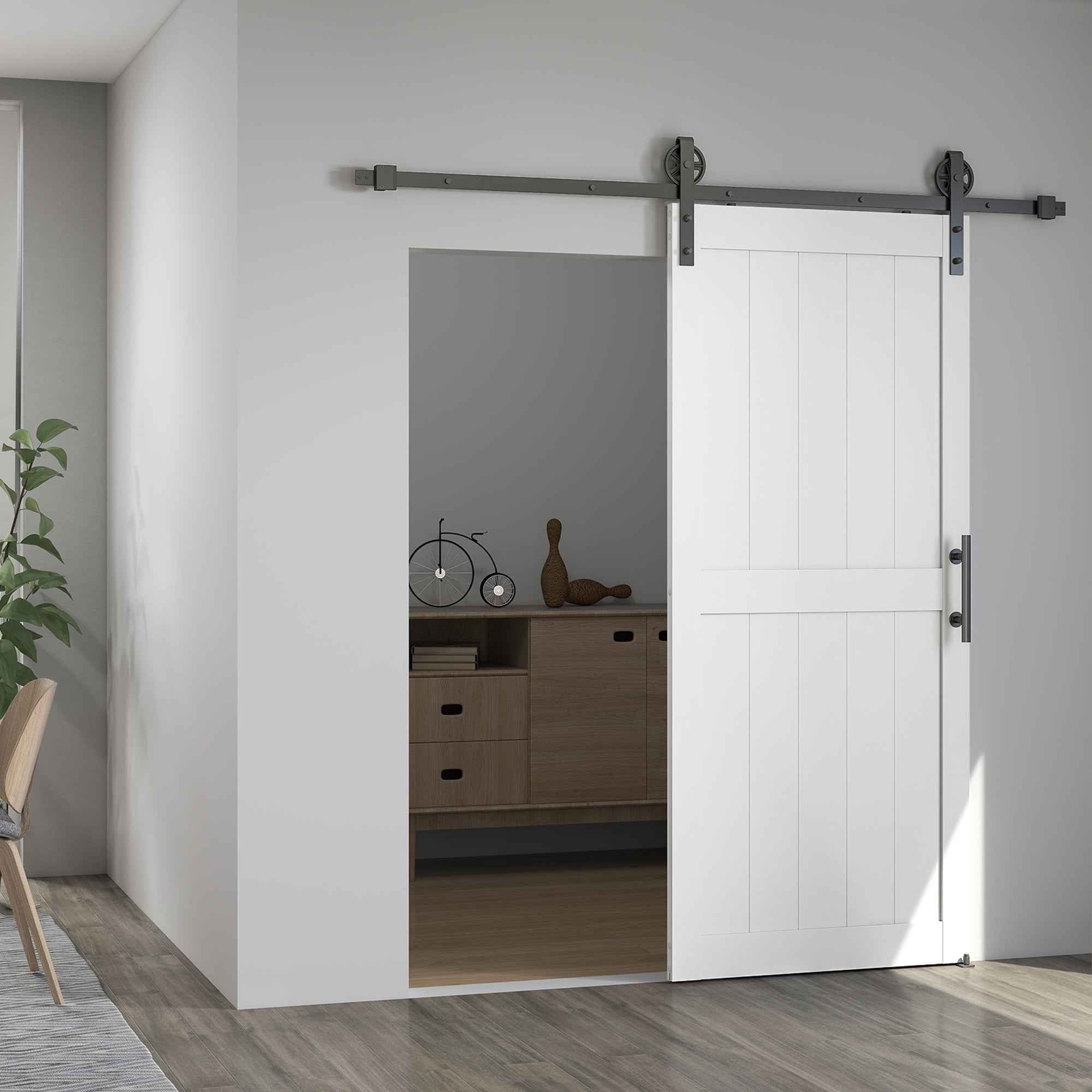 Sliding Door Industrial Style Interior Door, 81.3x213.4cm, Wood
