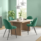 HOMCOM Set of 4 Modern Padded Chairs with Curved Back, in Velvet Effect Fabric and Steel, 50x52x83 cm, Green - Borgè