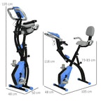 Folding Exercise Bike with 8 Resistance Levels and Adjustable Seat, Blue and Gray