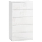 Modern 5-Drawer Anti-Tip Wooden Chest of Drawers, 55x33x100 cm, Glossy White